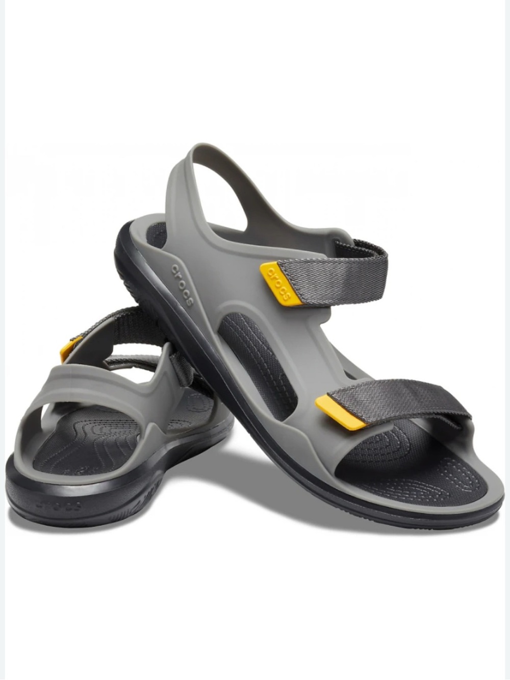 CROCS Grey men’s expedition Sandals  with Yellow Accents